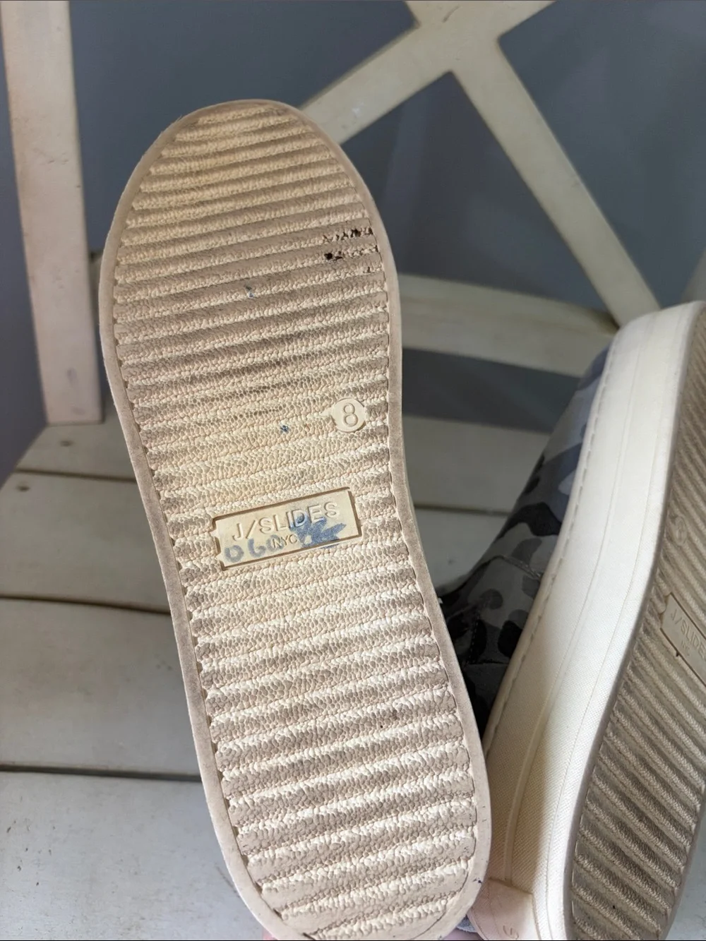J Slides Grey Camo Slip-On Chelsea Sneakers